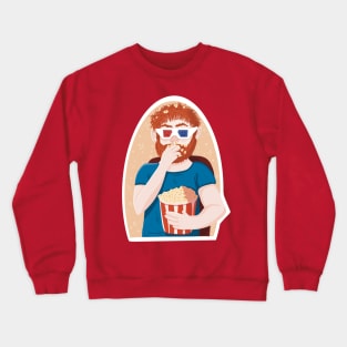 Movie lover man eating popcorn Crewneck Sweatshirt